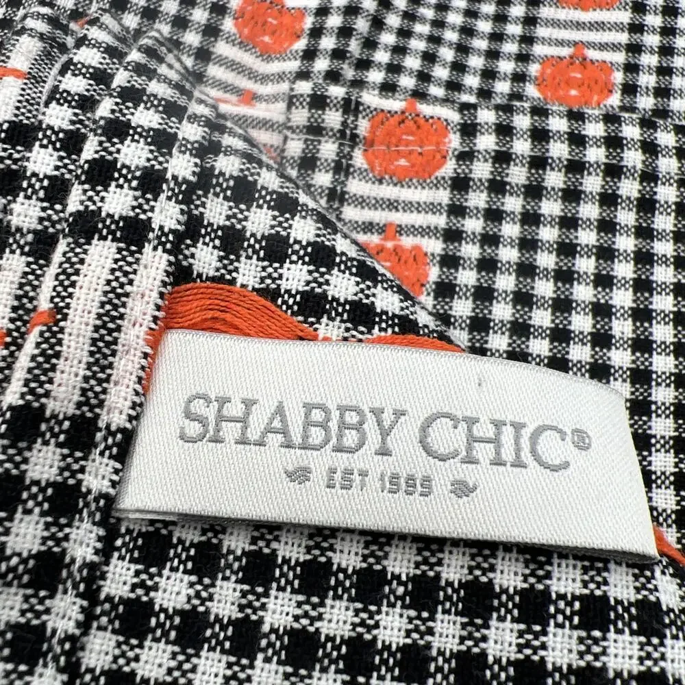 Set 4 Shabby Chic Pumpkin Black White Check Napkins 20